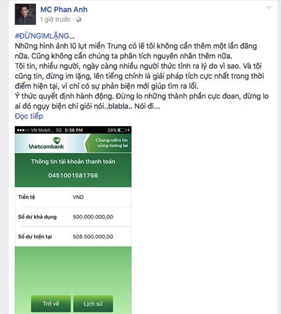 Thông báo mới nhất từ MC Phan Anh. Thông báo mới nhất từ MC Phan Anh.