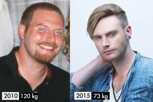 Hình ảnh so sánh Kyo lúc 120kg trước đây và 73kg ở hiện tại được anh chia sẻ trên trang cá nhân của mình