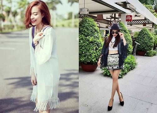 Hoàng Thùy Linh, Đinh Hương nữ tính trong áo khoác có tua rua ở đáy áo và 2 tay