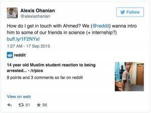 Alexis Ohanian của Reddit cũng cảm thấy hứng thú với cậu bé thông minh và muốn giới thiệu cậu với vài người bạn đang làm trong lĩnh vực khoa học.