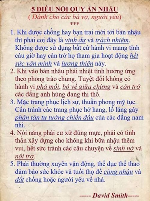 Lời nhắn nhủ của các quý ông mê nhậu gửi đến các bà vợ và người yêu.