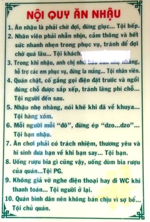 Nội quy ăn nhậu "bá đạo" dành cho dân bợm.