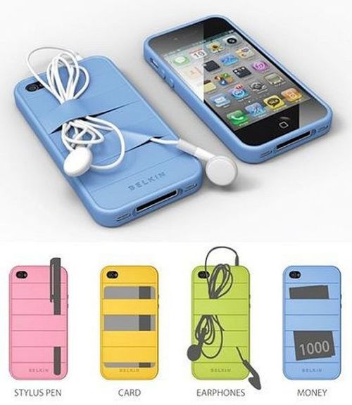 Mặt sau của vỏ bọc điện thoại đa-zi-năng có thể cài bút, tiền, tai phone...
