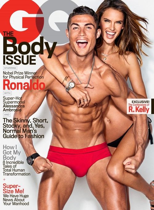 Tạp chí GQ số tháng 2/2016 vừa giới thiệu gương mặt trang bìa là ngôi sao sân cỏ Cristiano Ronaldo và thiên thần nội y Victoria’s Secret Alessandra Ambrosio.