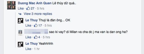 Chân dài tự nhận mình là đàn ông khi trả lời bình luận của Dương Mạc Anh Quân.