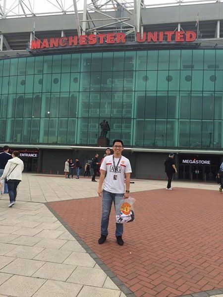 Đặc biệt yêu thích đội bóng Manchester United, Vũ Giang ước mơ một lần trong đời được làm việc tại sân Old Trafford.
