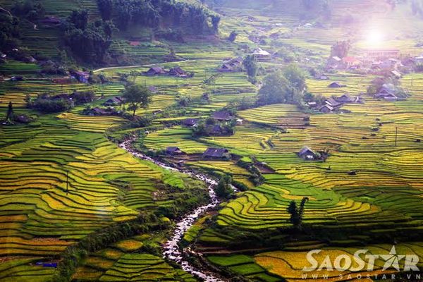  Trong bảng xếp hạng 30 thắng cảnh đẹp nhất thế giới, ruộng bậc thang Sapa chiếm một vị trí rất trang trọng và là niềm tự hào của du lịch Việt Nam. Dọc theo thung lũng suối Mường Hoa là các bản Tả Van, Lao Chải, đây cũng là nơi tập trung những cánh đồng lúa lớn nhất, đẹp nhất và cao nhất.