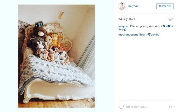 Mạc Hồng Quân khen "gấu (biệt danh của Kỳ Hân) giỏi thế" trong bức ảnh được người mẫu xinh đẹp này chia sẻ trên Instagram.
