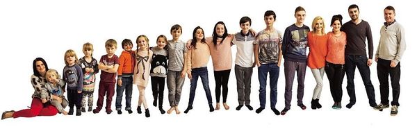 Woman's Own. the Radfords. Biggest family at Xmas. Shot by Claire Wood on 6th Nov 14.