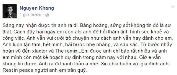 Status mới nhất của MC Nguyên Khang.