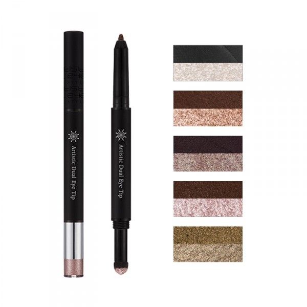 bút kẻ có dạng hai đầu khá tiện dụng, khi một đầu chứa pencil liner và đầu còn lại chứa gel nhũ mát lạnh cực kỳ tiện lợi, sản phẩm có giá 123k, khá mềm so với mặt bằng chung so với các nhà eye shadow cream khác.