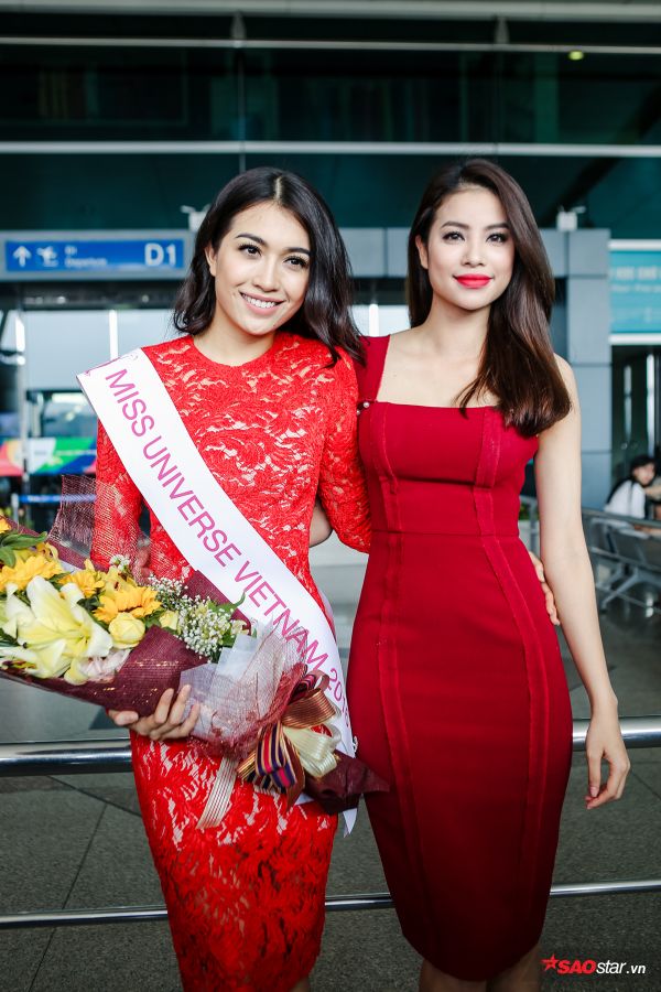 Phạm Hương rạng rỡ tiễn Lệ Hằng lên đường tham dự Miss Universe