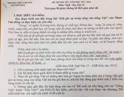Đề xuất ‘Tiếng Việt’ thành ‘Tiếq Việt’ của PGS.TS Bùi Hiền vào đề thi Văn trường chuyên